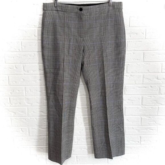 Theory Windowpane Cardinal Trouser Virgin Wool Plaid Pant Size 12